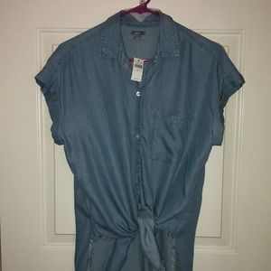 Aerie Soft-Semi Jean Button Top